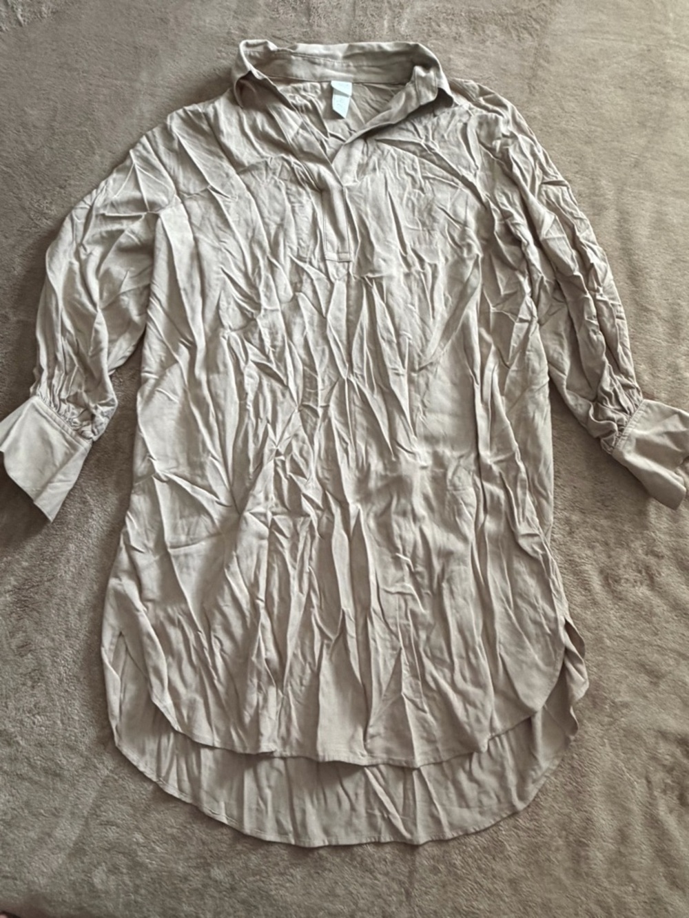 H&M Oversized Button-Down Shirt in Light Beige